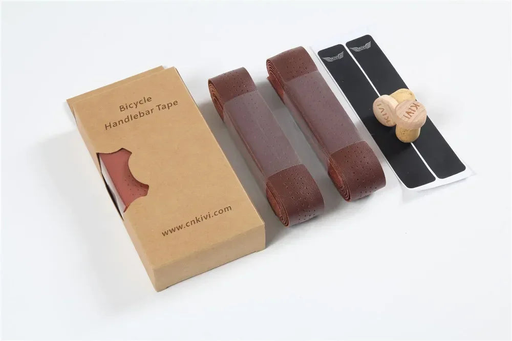 Vintage Leather Handlebar Tape – Anti-Slip Road Bike Grip (1 Pair)