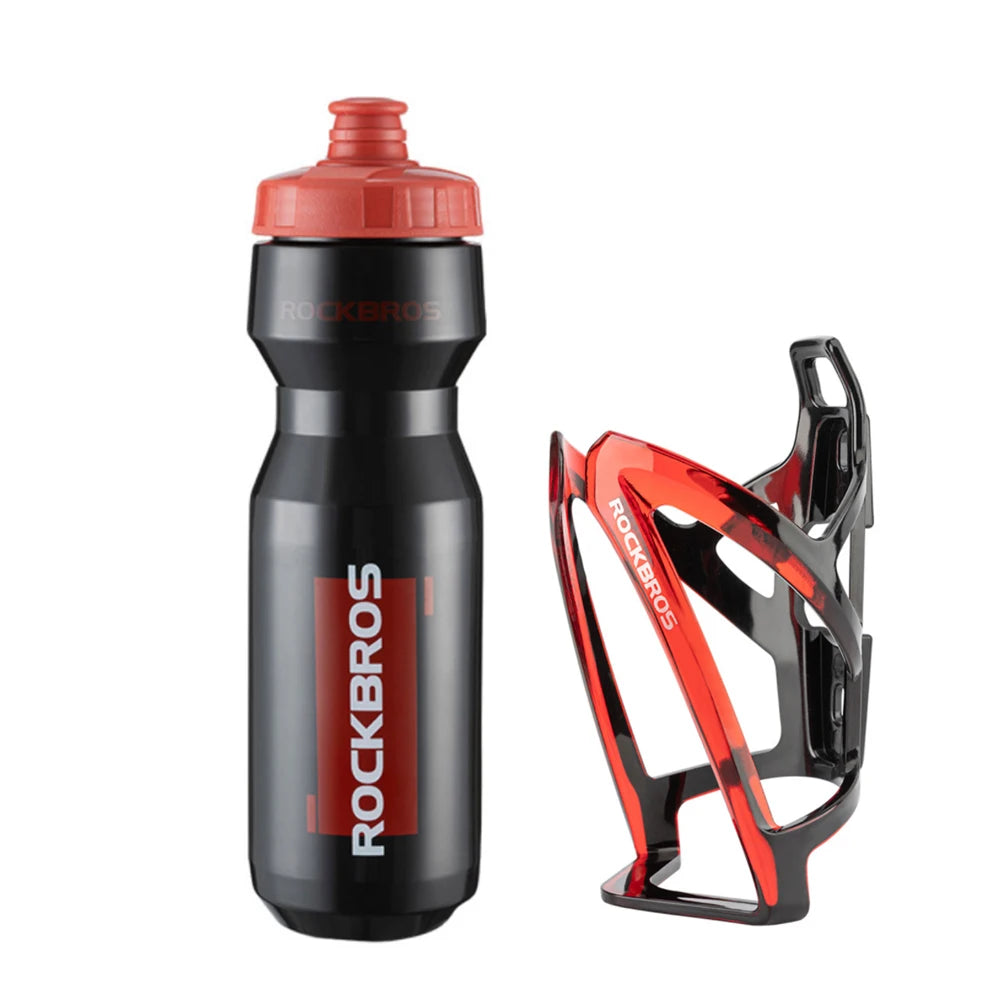 ROCKBROS sports bike water bottle in black, blue, and white