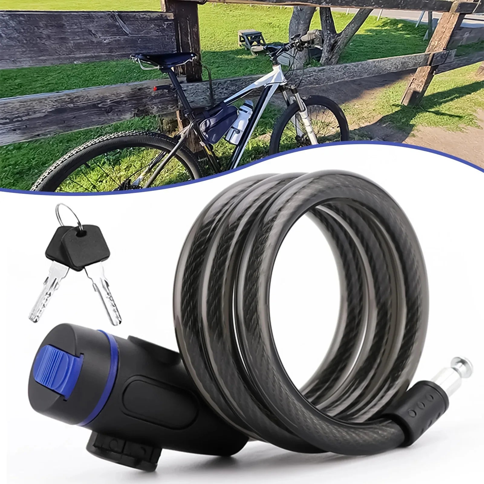 Anti-Theft Steel Bike Cable Lock (with 2 Keys)