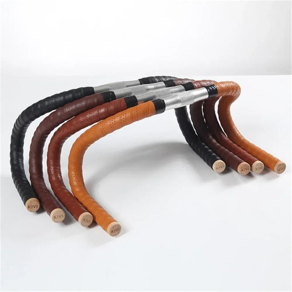 Vintage Leather Handlebar Tape – Anti-Slip Road Bike Grip (1 Pair)