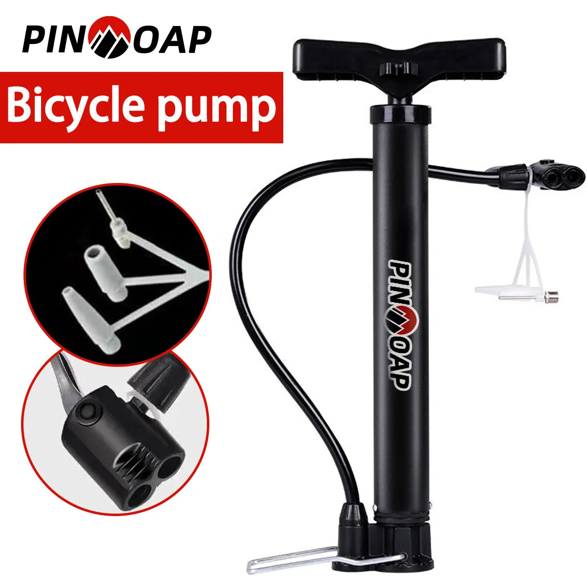 Steel floor bike pump with Presta and Schrader head