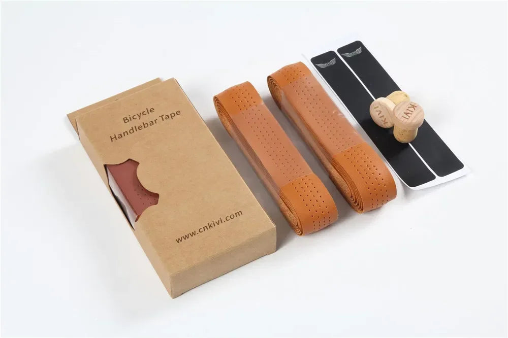 Vintage Leather Handlebar Tape – Anti-Slip Road Bike Grip (1 Pair)