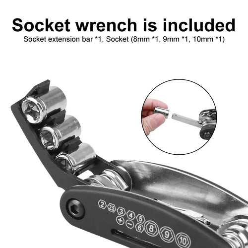 16-in-1 Bike Repair Multi Tool – Compact Folding Kit