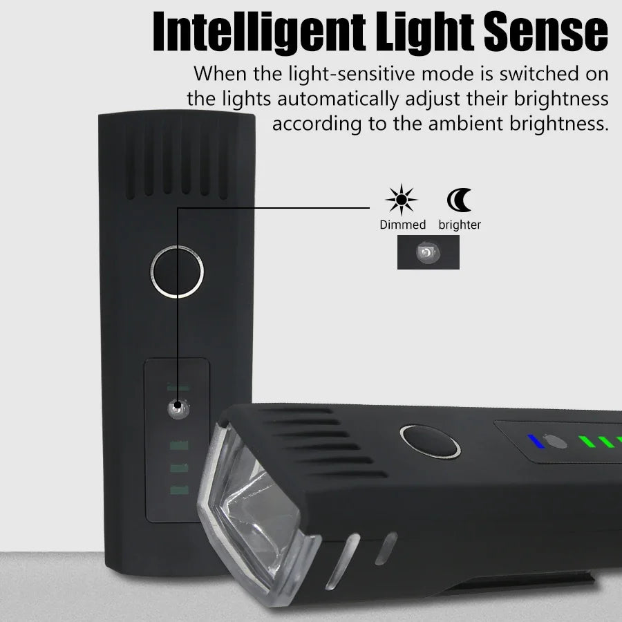 KDULIT 400-Lumen Bike Headlight – USB Rechargeable & Smart Sensing