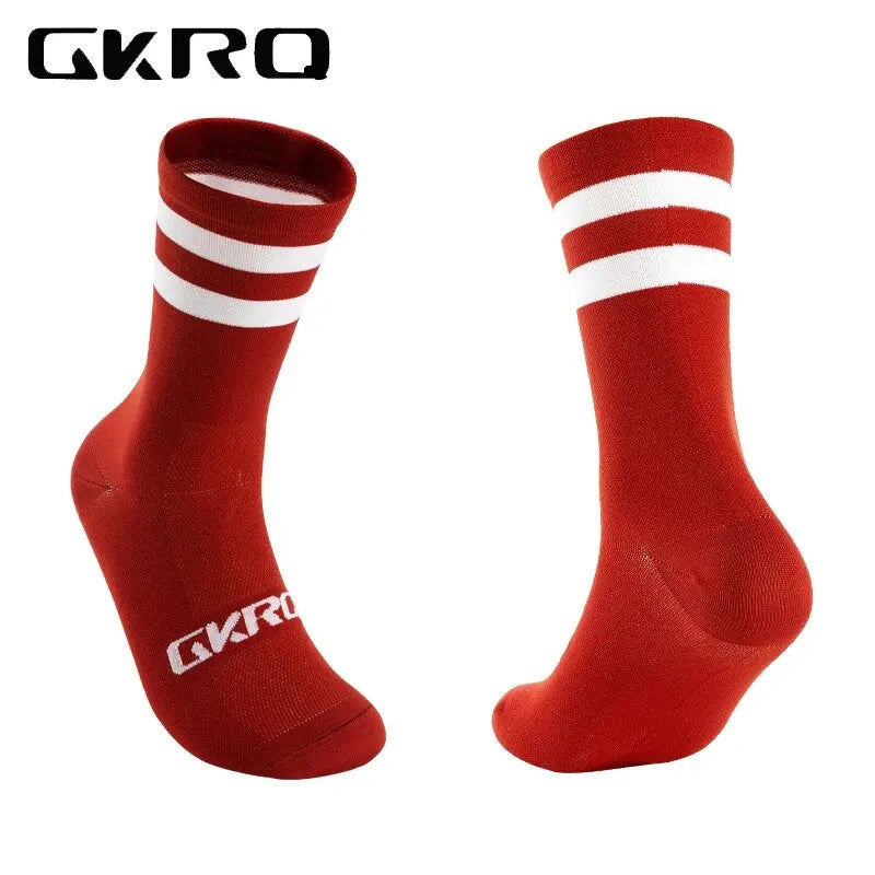 Compression cycling socks, red colorway