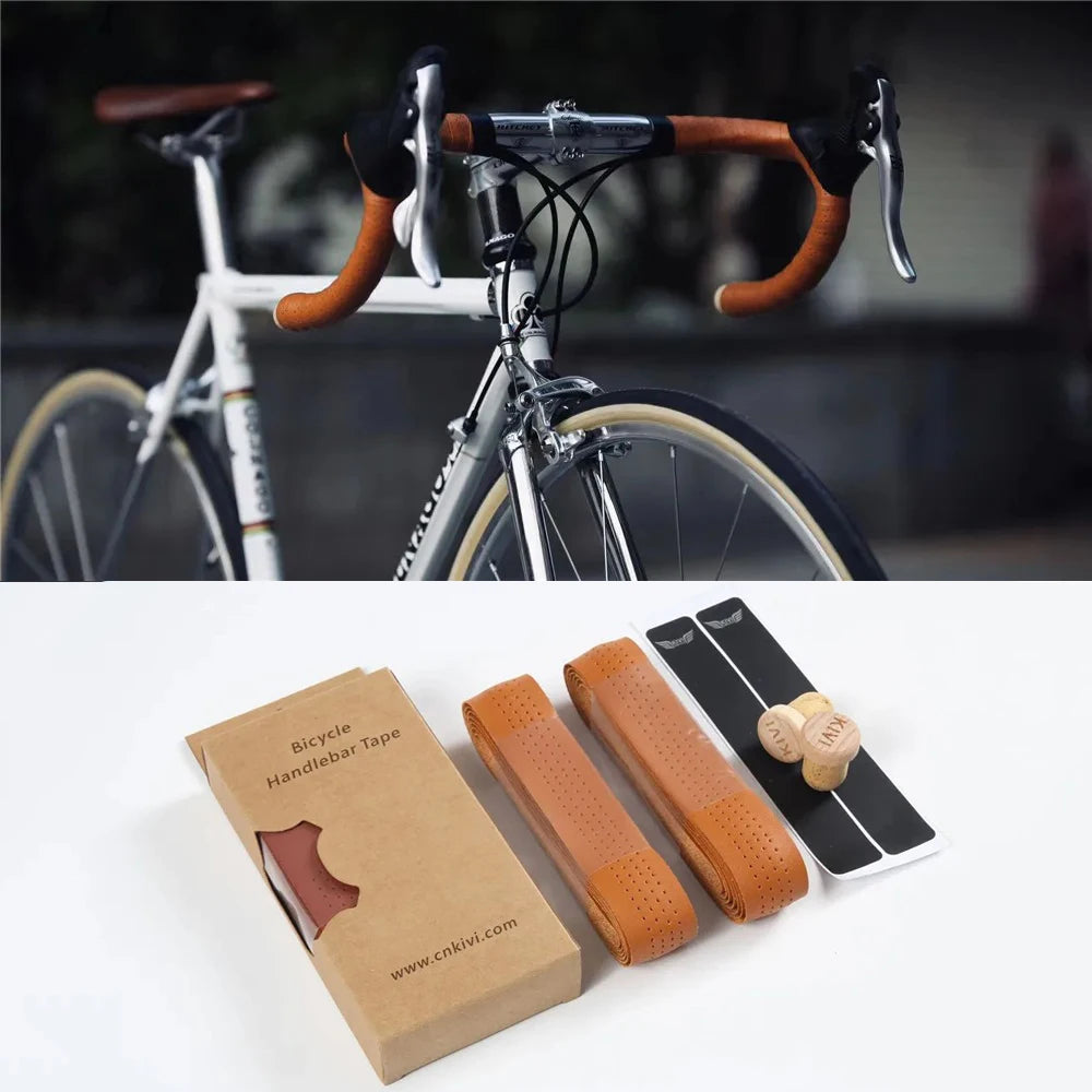 Vintage leather bike handlebar tape, 1 pair